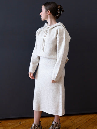 Oatmeal Cream Matching Skirt and Top Sweater Set