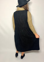 Load image into Gallery viewer, Black Corduroy Jumper Dress with Pockets
