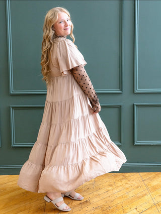 Tan Tiered Maxi Dress