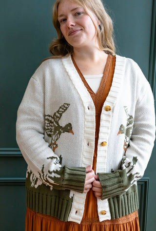 Whimsical Bird Fall Cardigan
