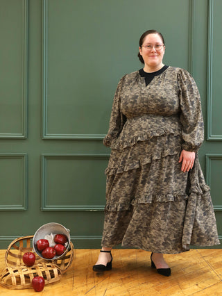 Dusty Olive Floral Printed Maxi Dress