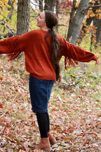 Load image into Gallery viewer, Burnt Orange Fringe Crew Neck Sweater
