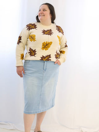 Falling Leaves Cream Sweater
