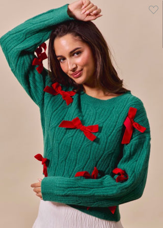 Hunter / Red Velvet Bow Sweater