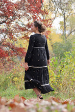 Load image into Gallery viewer, Starry Night Embroidered Black Midi Dress
