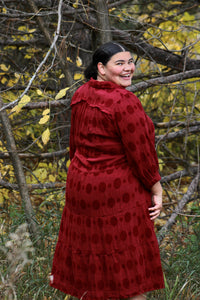 Burgundy Holly Berry Plus Midi Dress