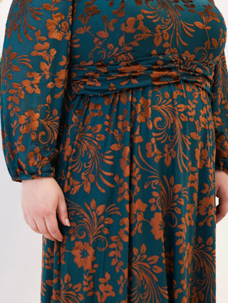 Christmas Bells Gold and Teal Velvet Dress