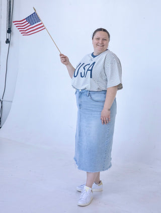 USA Embroidered Striped Top