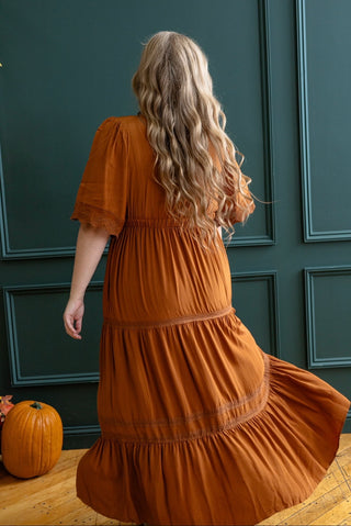 Rust Tiered Boho Maxi Dress