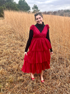 Dark Red Tulle Holiday Jumper Dress