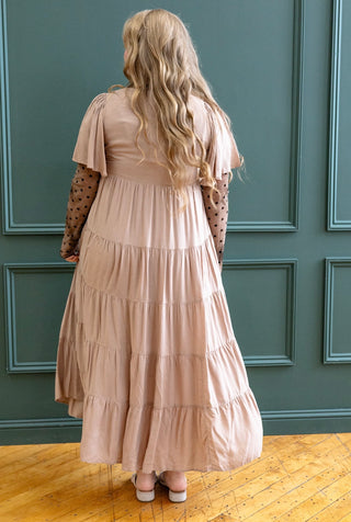 Tan Tiered Maxi Dress