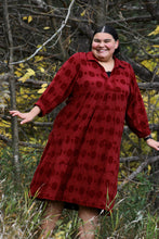 Load image into Gallery viewer, Burgundy Holly Berry Plus Midi Dress
