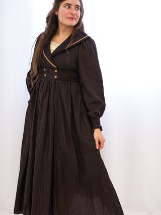 Vintage Plaid Statement Collar Dress