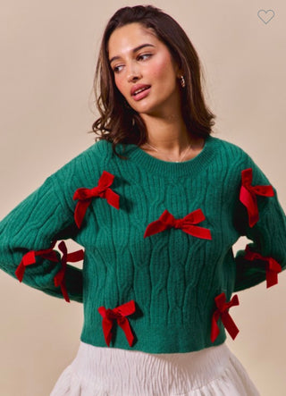 Hunter / Red Velvet Bow Sweater