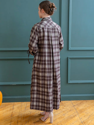 The Perfect Brown Plaid Midi Shirt Dress