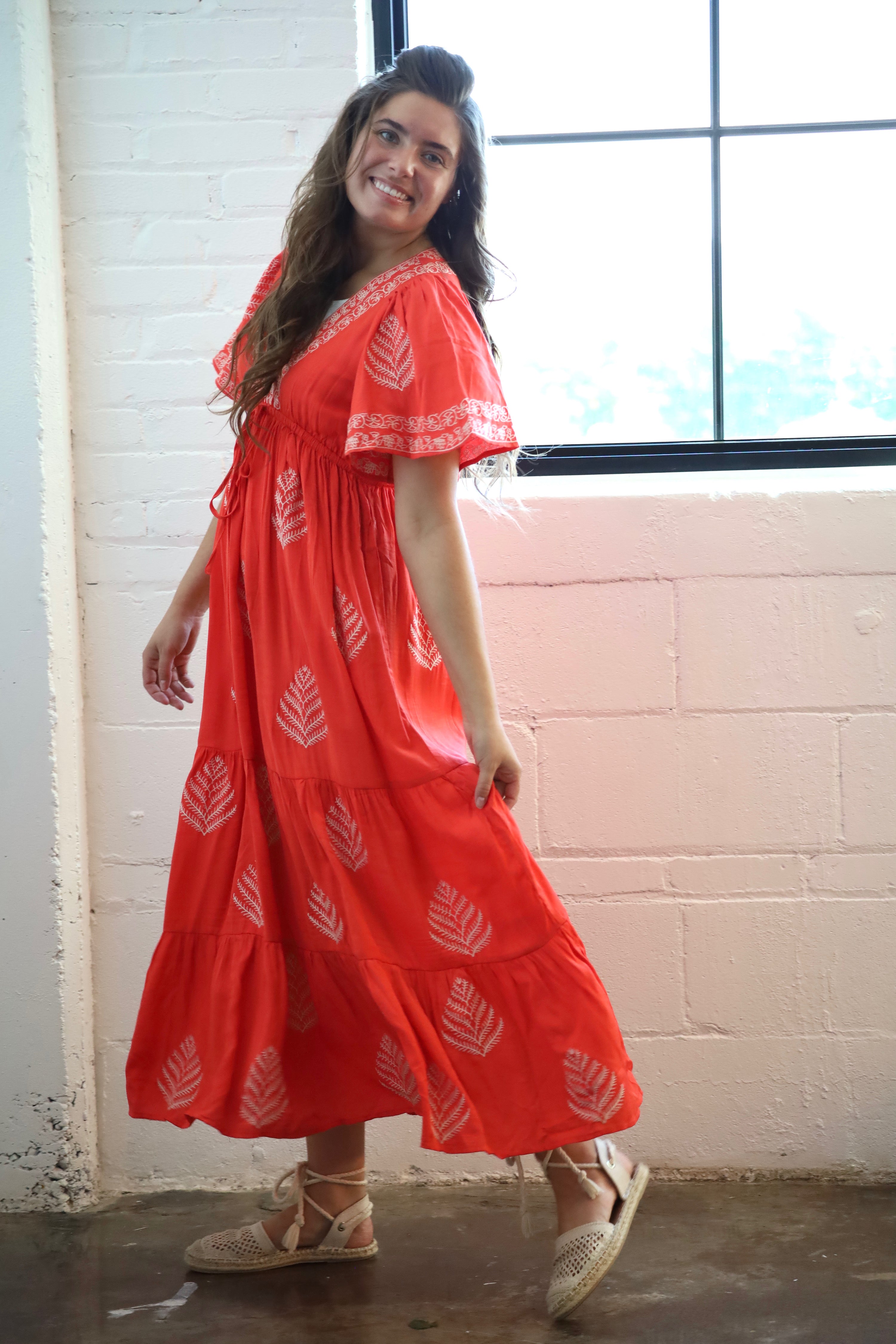 The Strawberry Red Embroidered Maxi Dress – Wild & Free Boutiques The Strawberry Red Embroidered Maxi Dress – Wild & Free Boutiques