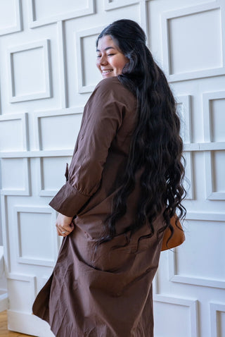 Classic Chocolate Brown Shirt Dress