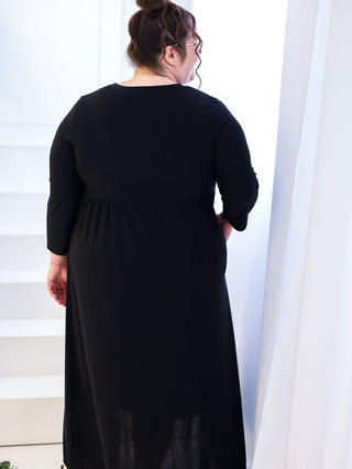 Black Asymmetrical Stitch Maxi Dress