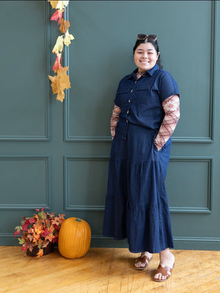 Dark Denim Skirt and Top Matching Set