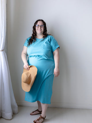 Teal Short Sleeve T-Shirt Dress