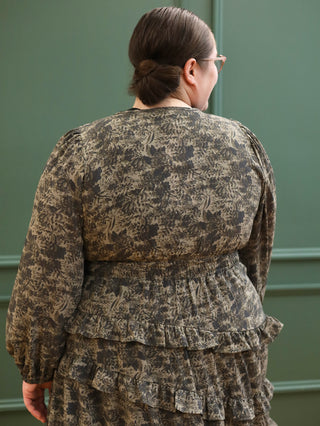 Dusty Olive Floral Printed Maxi Dress