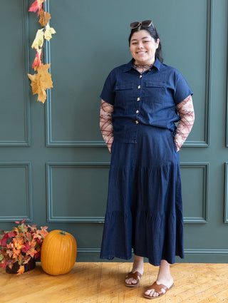 Dark Denim Skirt and Top Matching Set