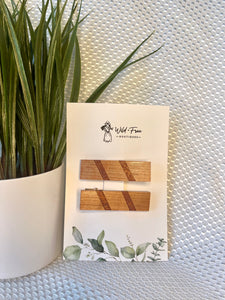 Dramatic Slant Handmade Wooden Hair Clip Sets (2 colors)
