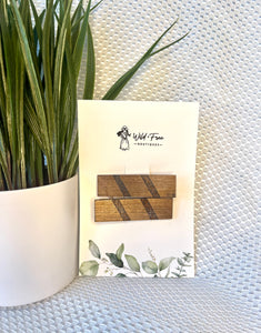 Dramatic Slant Handmade Wooden Hair Clip Sets (2 colors)