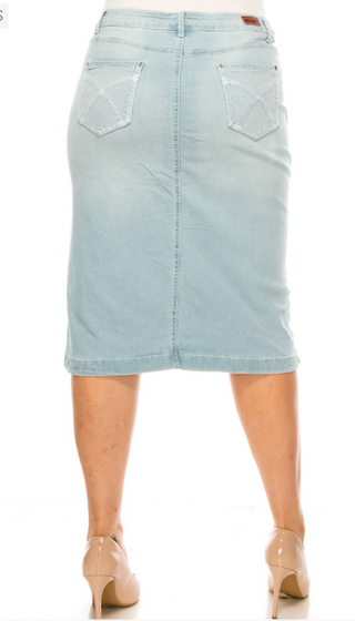 Tiffany Light Wash Denim Skirt