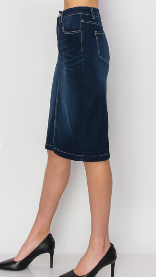 The Alice Dark Wash Denim Skirt