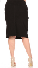 Load image into Gallery viewer, Black Plus Size Denim Skirt
