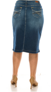 The Ashley Medium Wash Denim Plus Size Skirt