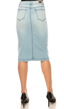 Load image into Gallery viewer, Lucy Light Wash Denim Skirt in Reg and Plus Size
