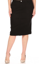 Load image into Gallery viewer, Black Plus Size Denim Skirt
