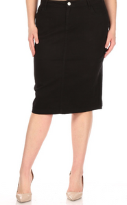 Black Plus Size Denim Skirt