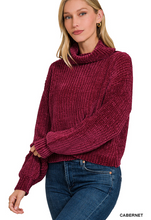 Load image into Gallery viewer, Cranberry Chenille Turtleneck Sweater
