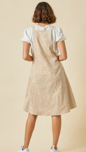 Oatmeal Floral Overall Midi Dress