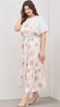 Load image into Gallery viewer, Blush and Brown Floral Overall Plus Size Maxi Jumper Dress
