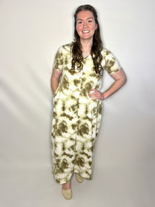 Olive Green Tie Dye Maxi Dress