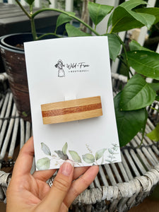 Striped Curved Wooden Hair Barrette (3 colors)
