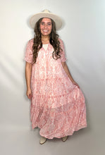 Load image into Gallery viewer, Fuschia Pink Tiered Paisley Print Maxi Dress
