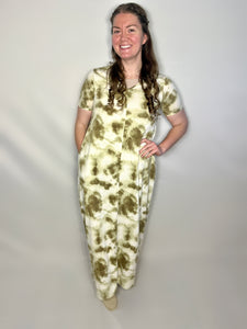 Olive Green Tie Dye Maxi Dress