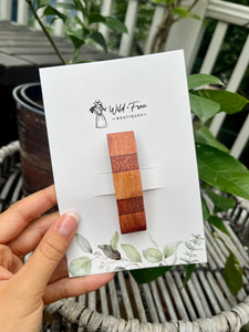 Colorblock Curved Wooden Hair Barrettes (3 colors)