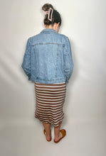 Load image into Gallery viewer, Mocha Brown and Ivory Striped Knit Skirt with Pockets
