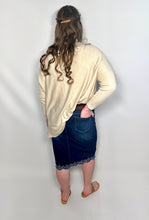 Load image into Gallery viewer, Dark Wash Vintage Embroidered Denim Skirt with Elastic Waist
