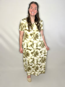 Olive Green Tie Dye Maxi Dress