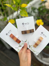 Load image into Gallery viewer, Colorblock Curved Wooden Hair Barrettes (3 colors)
