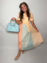 Load image into Gallery viewer, Cotton Candy  Dream Pastel Pleated Color Block Midi Dress
