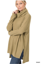 Load image into Gallery viewer, Light Green Waffle Knit Turtleneck Sweater

