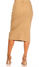 Load image into Gallery viewer, Khaki Denim Skirt Reg and Plus Size

